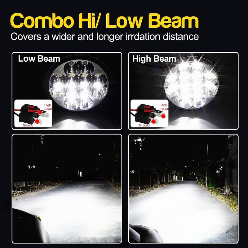 Ourbest 5.75" Crystal Round LED Lights,4Pcs High/Low Beam Waterproof IP68 4000 4040 5506 H5006 H651 / H466 Replacement Spotlights - Image 3